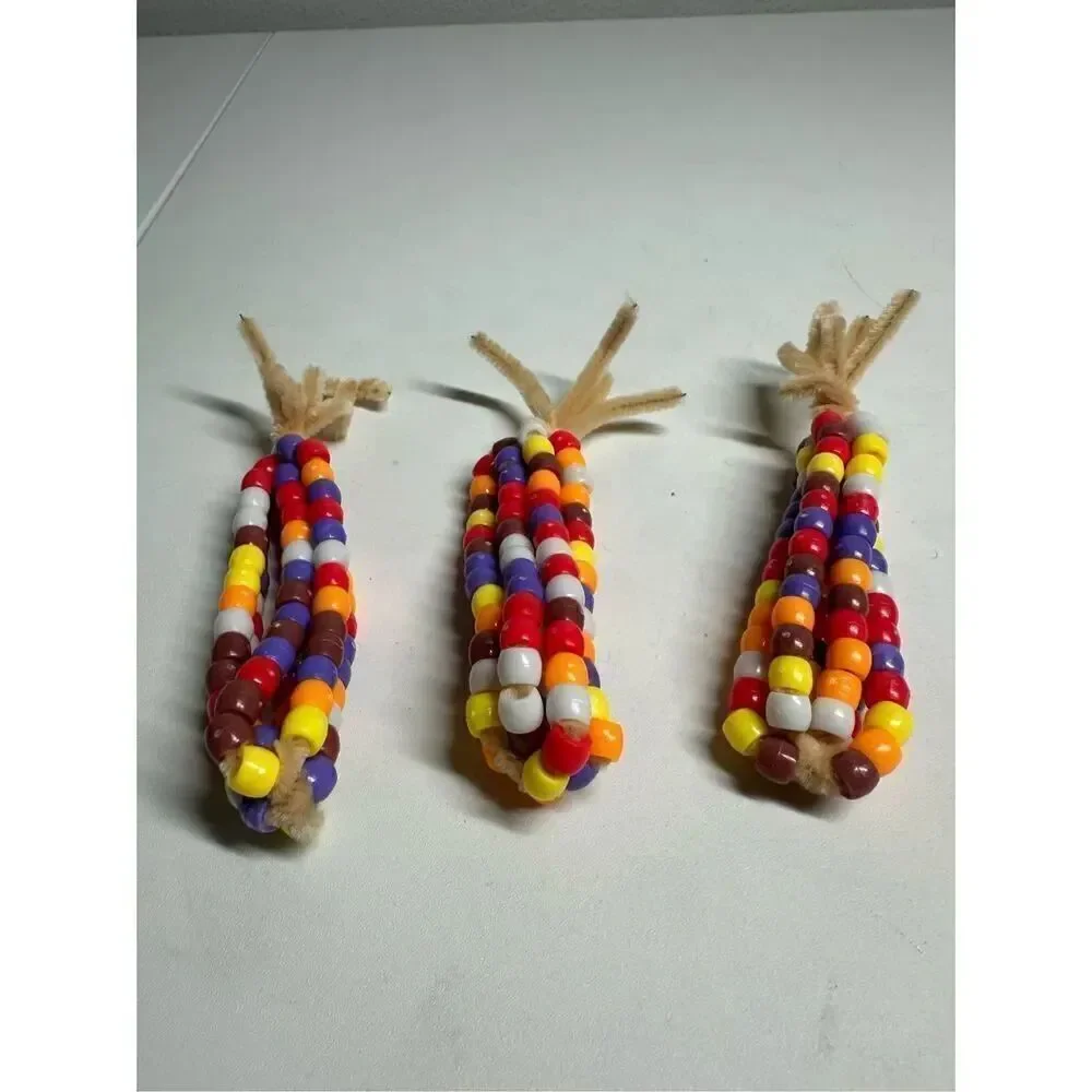 Vintage Lot of 3 Handmade Indian Corn Lacing Thanksgiving Fall Decorations